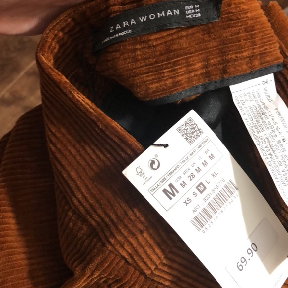 ❤️NWT ZARA BRANDY HIGH WAIST FLARED CORDUROY PANTS - Picture 6 of 6